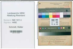 Entnazifizierung Walter Schmidt , geb. 16.10.1918 (Baeckermeister)