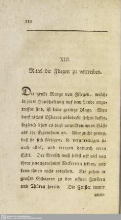 XIII. Mittel die Fliegen zu vertreiben