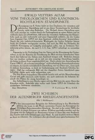 Ewald Vetters Altar vom theologischen und kanonisch-rechtlichen Standpunkte