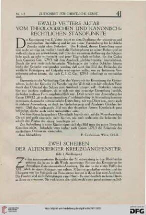 Ewald Vetters Altar vom theologischen und kanonisch-rechtlichen Standpunkte