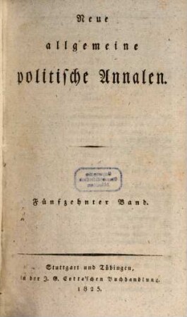 Neue allgemeine politische Annalen. 15. 1825