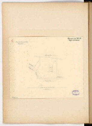 Villa für eine Familie, Berlin-Grunewald Monatskonkurrenz September 1892: Lageplan 1:1000; Maßstabsleiste