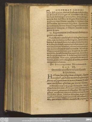 De Syllogismo Necessario. Cap. IX. De medio necessario ex loco Generis & specierum.