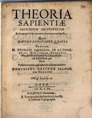 Theoria sapientiae secundum Aristotelem