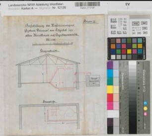 Ibbenbüren (Ibbenbüren) Schacht von Oeynhausen Wasserreinigung im alten Kesselhaus 1896 1 : 100 33 x 28 Zeichnung Oberbergamt Dortmund Nr. 543