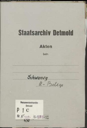 Belegakten zum Heiratsregister der katholischen Gemeinde Schwaney, Kreis Paderborn (1808-1812)