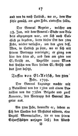 Treffen von El-Arisch, den 8ten Febr. 1799.