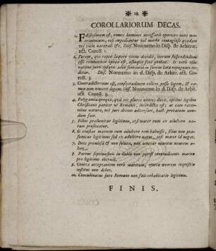 Corollariorum Decas.