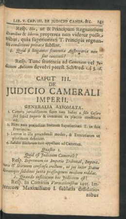Caput III. De Iudicio Camerali Imperii