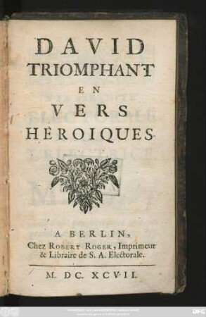 David Triomphant En Vers Heroiques