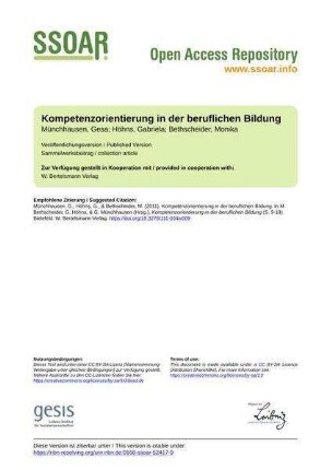 Kompetenzorientierung in der beruflichen Bildung