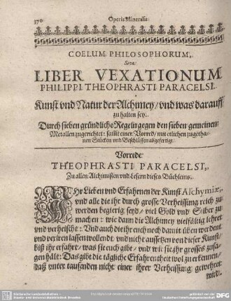 Liber Vexationum Philippi Theophrasti Paracelsi.