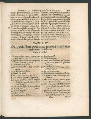 Caput IV. De specialibus portuum iuribus circa naves in portu subsistentes.