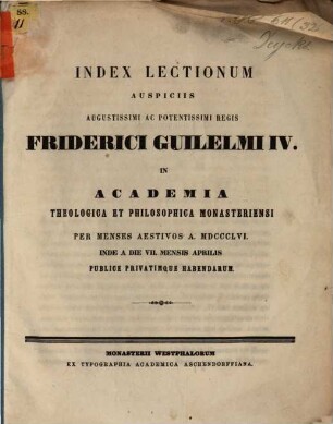 Aliqua ad vitum S. Willibrordi : (Index lect. ... in Acad. theol. et philos. Monasteriensi per ?? a. 1856 haben. ??.)