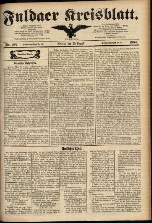 Zweite Ausgabe vom Freitag, den 26. August 1904.