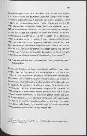 4.5 Zum Verhältnis von "politischer" und "unpolitischer" Emigration