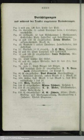 Berichtigungen und während des Druckes eingetretene Veränderungen