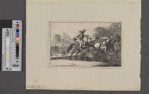 [Zwei kämpfende Reiter mit Pistole und Degen]