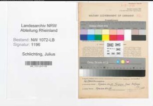 Entnazifizierung Julius Schlichting , geb. 16.10.1880 (Baecker)