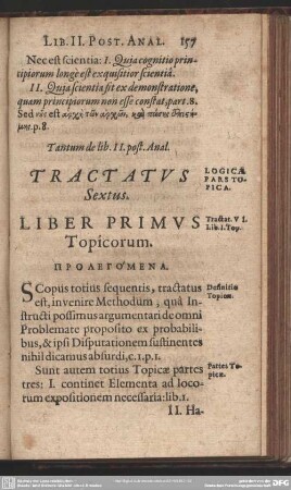Tractatus Sextus. Liber Primus Topicorum