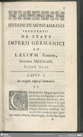 Caput I. De origine Imperij Germanici