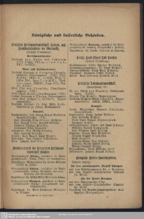 Königliche und kaiserliche Behörden