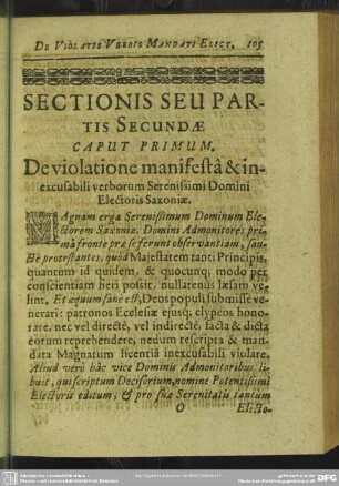 Sectionis Seu Partis Secundae