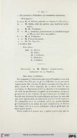 Discours de M. henry Lemonnier, président de la Société