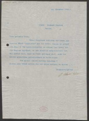 Brief an Richard Tourbié : 28.11.1910