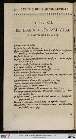 Cap. XII.: De dominio feudali utili, eiusque effectibus