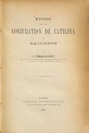 Étude sur la Conjuration de Catilina de Salluste