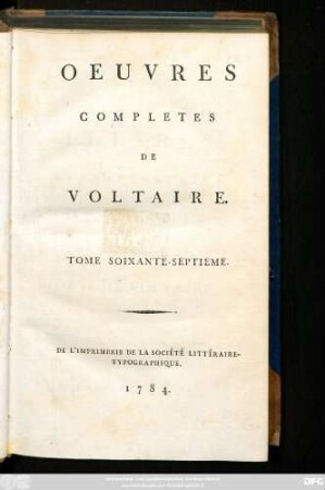 T. 67: Lettres De L'Imperatrice De Russie Et De M. De Voltaire