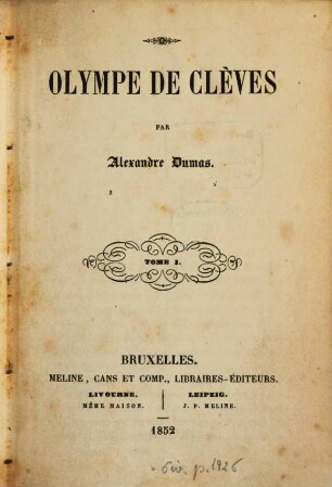 Olympe de Clèves : par Alexandre Dumas, 1