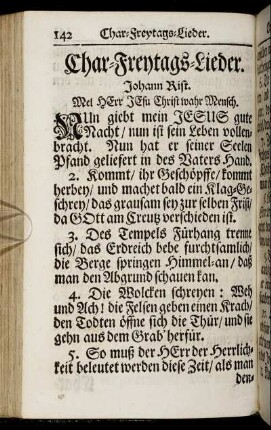 Char- Freytags- Lieder. - Oster- Lieder.