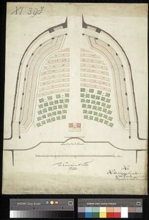 Grundriss des Zuschauerraumes mit Sitzordnung im alten Opernhaus zu Dresden zum Karneval am 11. Februar 1755
