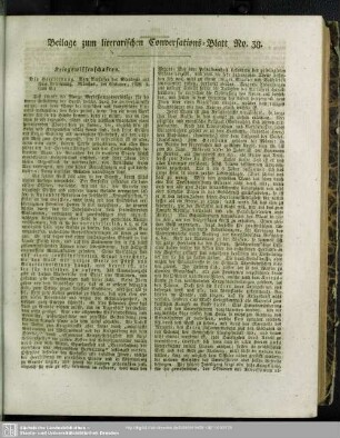 Beilage zum literarischen Conversations-Blatt No. 38