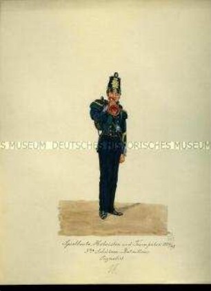 Uniformdarstellung, Signalist des 3. Schützenbataillons, Sachsen, 1846/1849.