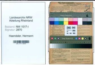 Entnazifizierung Hermann Haendeler , geb. 05.09.1896 (Kaufmaennischer Angestellter)
