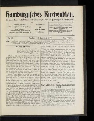 Nr. 50. Hamburg, 12. Dezember 1909. 6. Jahrgang.