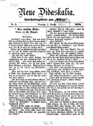 Neue Didaskalia : Unterhaltungsblatt. 1876