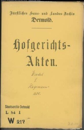 Windel, Bartold gegen Dietrich Hagemann und Kons. - Schuldforderung