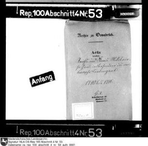 Reichs- und Kreismilitärsachen insbesondere das Osnabrücksche Kontingent