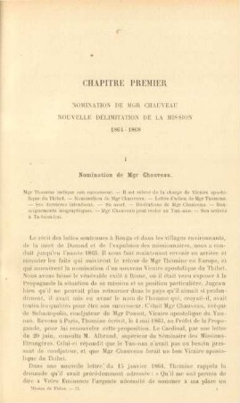 Chapitre premier. Nomination de Mgr Chauveau. Nouvelle délimitation de la mission 1864-1868