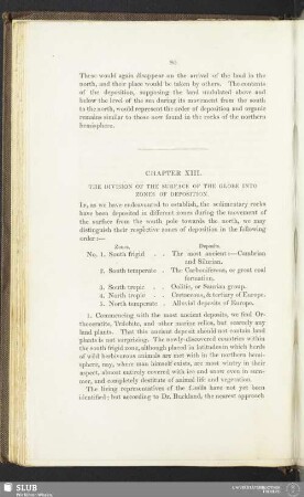 Chapter XIII. The division of the surface of the globe into zones of deposition