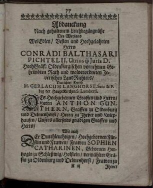 Abdanckung / von Gerlacus Langhorst