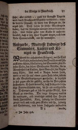 Ansegarde, Maitresse Ludwigs des Stammlers, Kaisers und Königes in Frankreich.