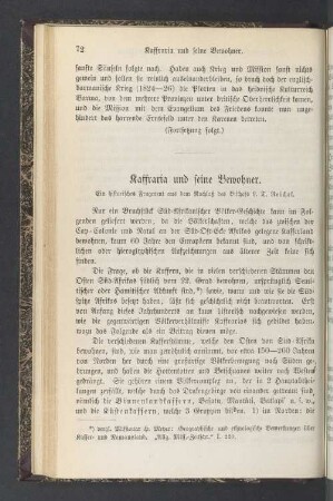 Kaffraria und seine Bewohner