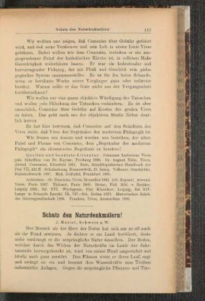 Schutz den Naturdenkmälern!
