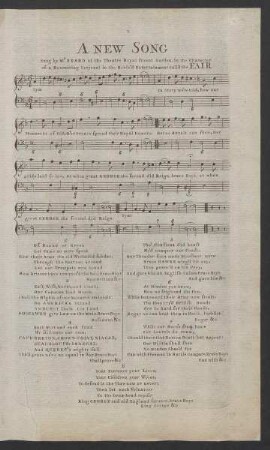 A new song : sung by Mr. Beard at the Theatre Royal Covent Garden, in the character of a recruiting serjeant in the reviv’d entertainment call’d The fair