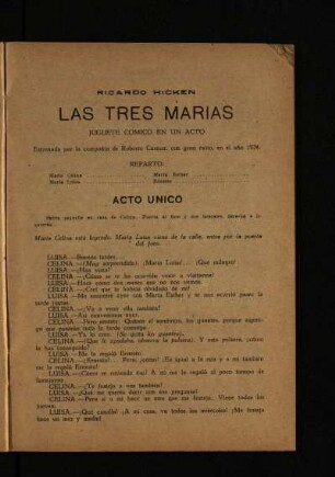 Las tres Marías : juguete cómico en un acto